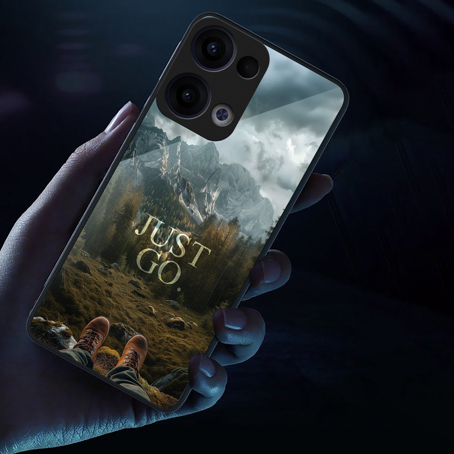 Oppo Reno 13 5G Premium Acrylic Shockproof Glass Back Case (Nature Bound)