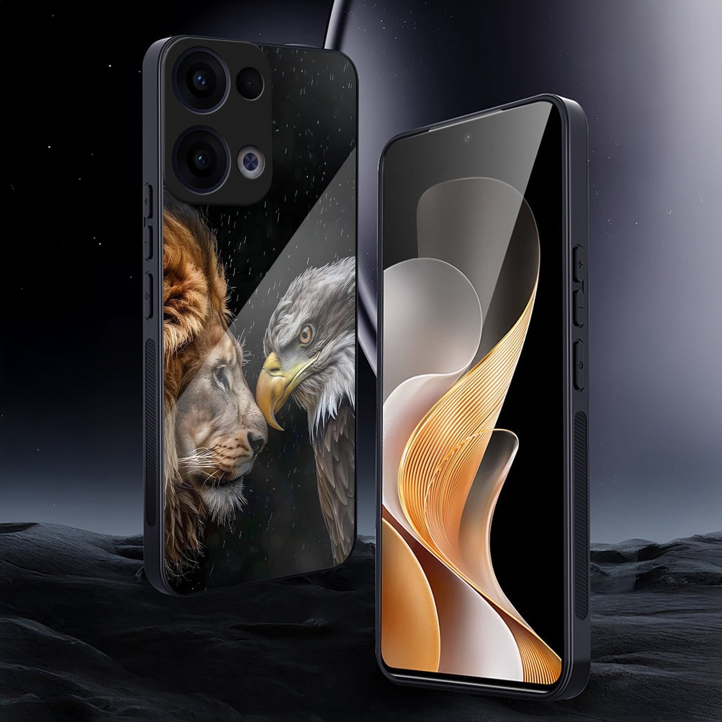 Oppo Reno 13 5G Premium Acrylic Shockproof Glass Back Case (Royal Clash)