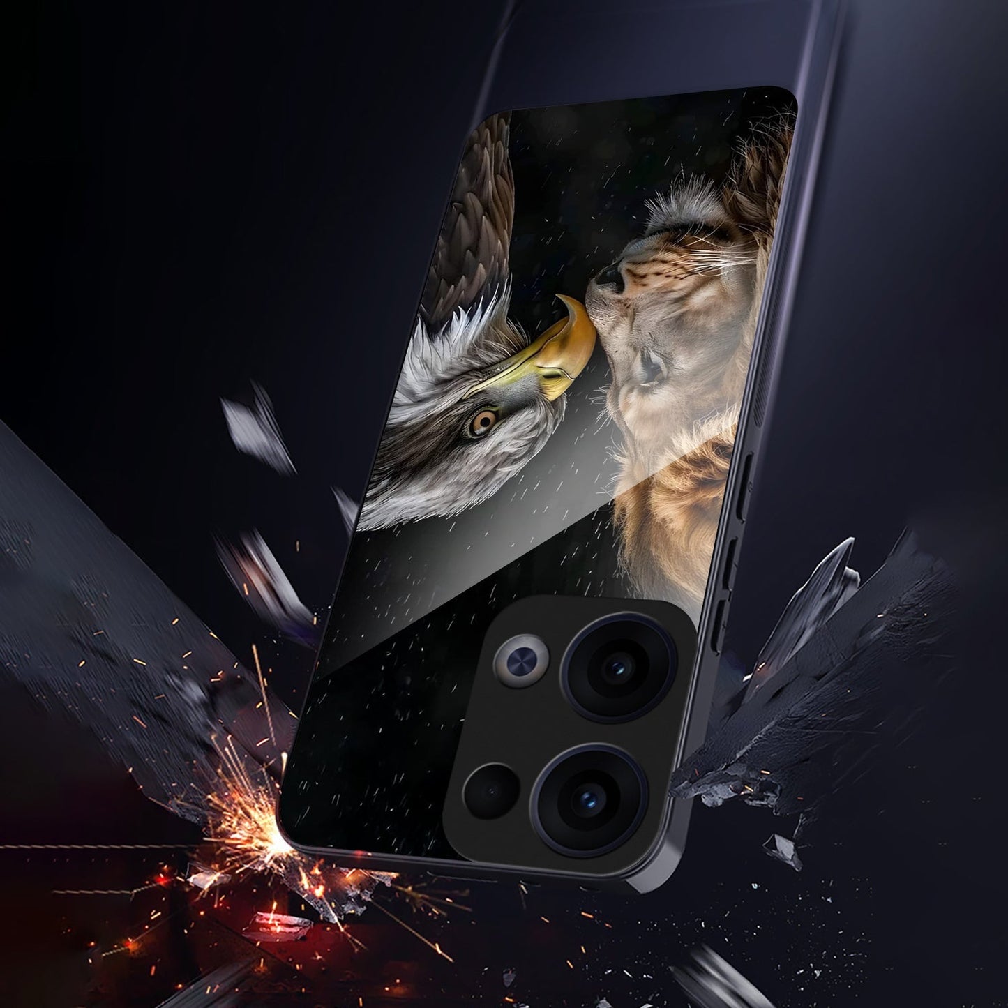 Oppo Reno 13 5G Premium Acrylic Shockproof Glass Back Case (Royal Clash)