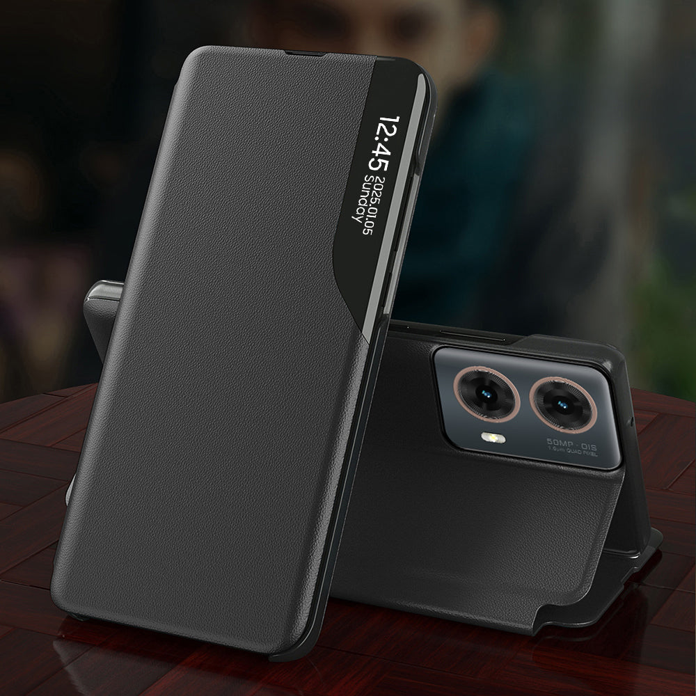 Motorola Moto G85 5G Luxury Half Window Leather Flip Case