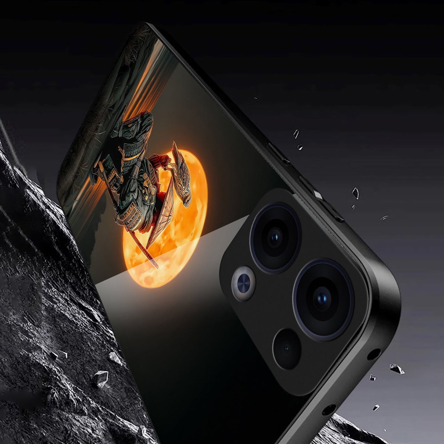 Oppo Reno 13 5G Premium Acrylic Shockproof Glass Back Case (Moon Ronin)