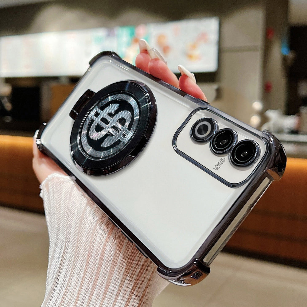 oppo k12x case with a unique design held by a person in an indoor setting