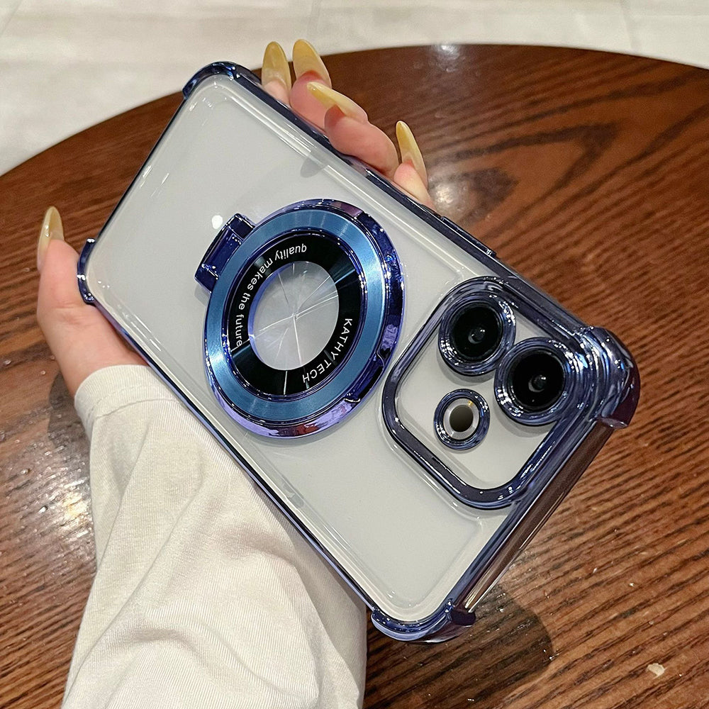Oppo A5 Pro 5G Original Luxury Magnifier Ring Stand Shockproof Airbags Corner Case