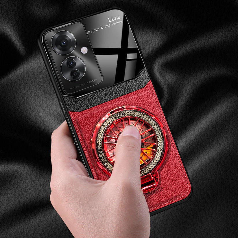 Oppo F25 Pro 5G Red Stylish Leather Lens Case