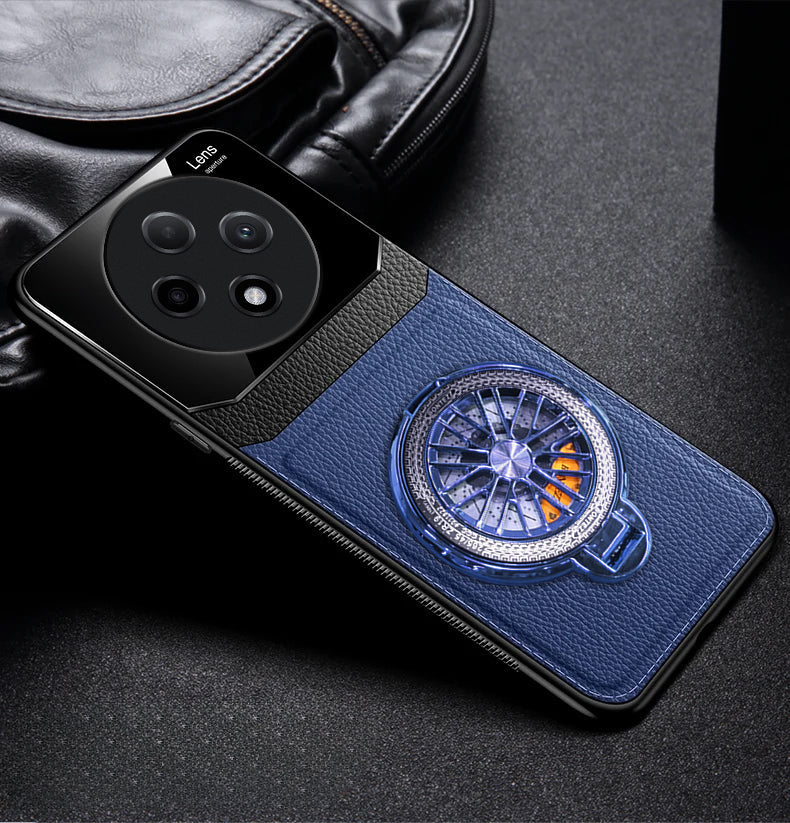 Oppo F27 Pro+ 5G Original Luxury Leather Lens Wheel Ring Stand Case