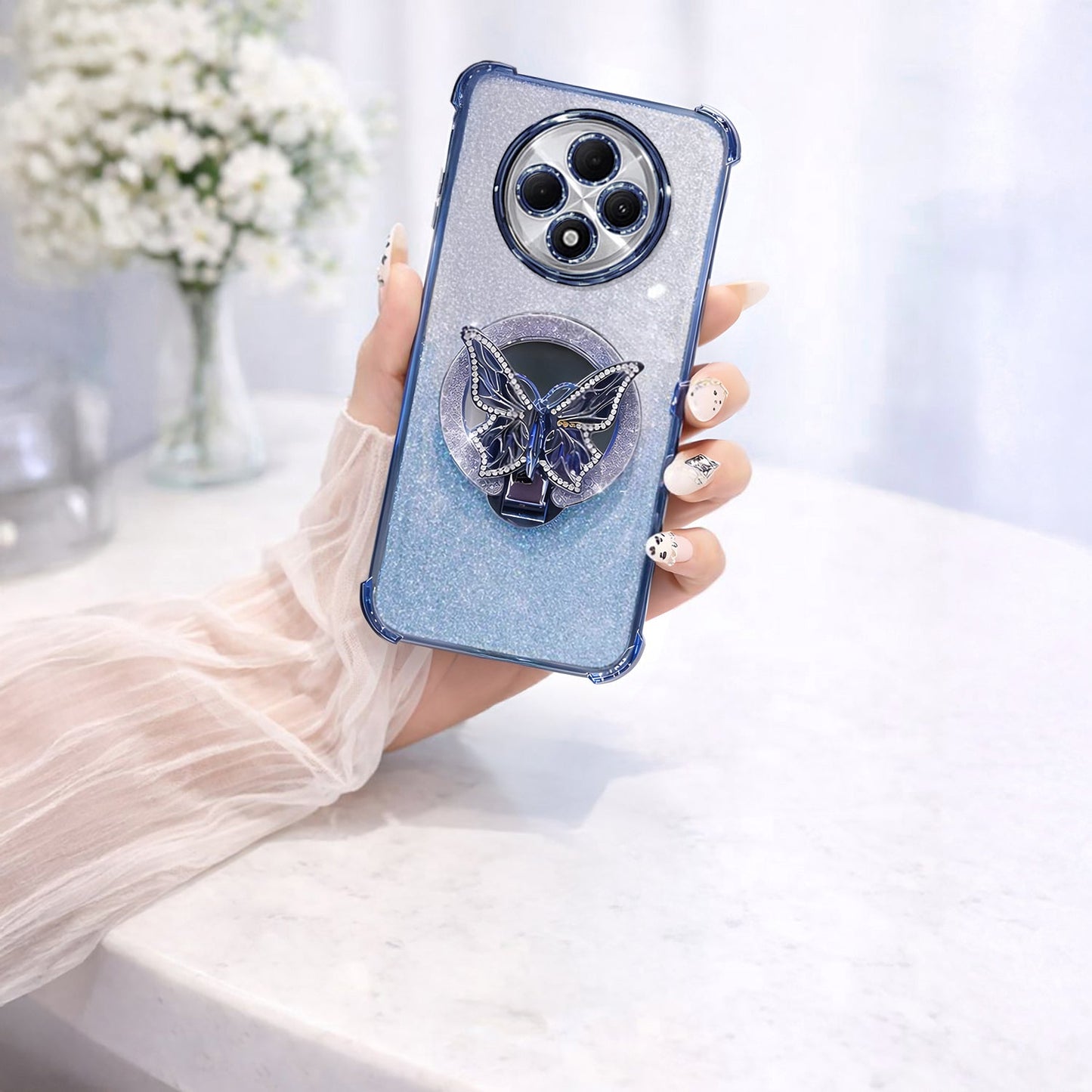 Oppo F27 Pro+ 5G Premium Shimmer Butterfly Stand Airbags Case
