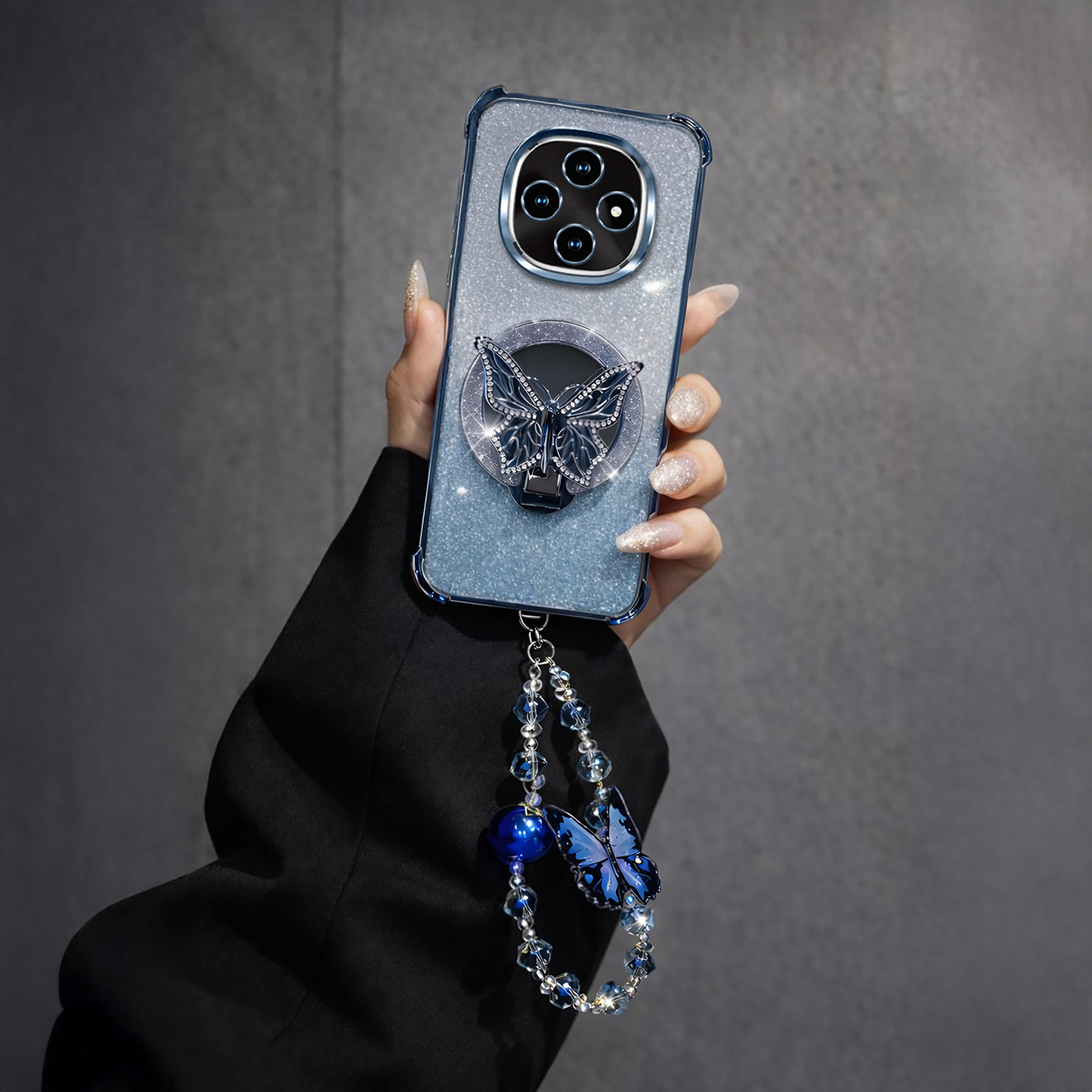 Oppo F31 Pro 5G Shockproof Butterfly Stand Case with Charm Strap