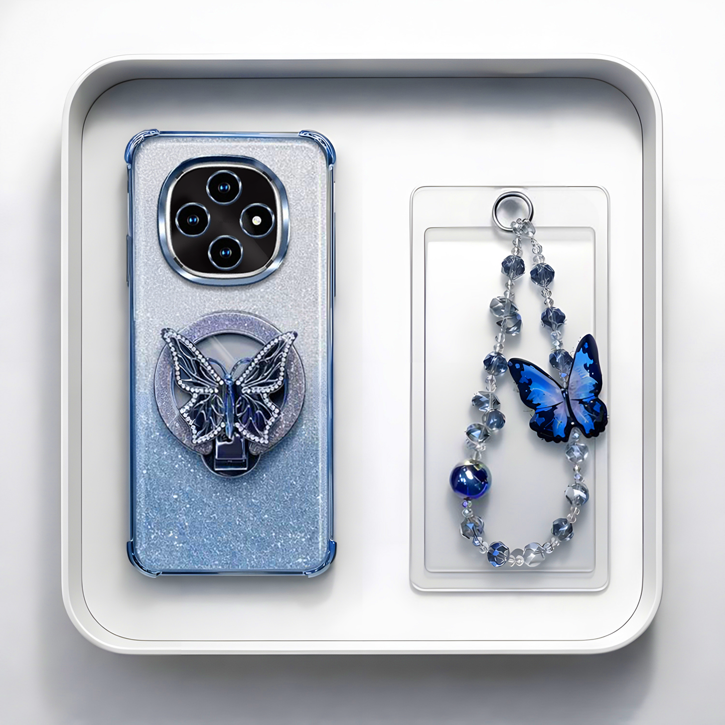 Oppo F31 Pro 5G Shockproof Butterfly Stand Case with Charm Strap