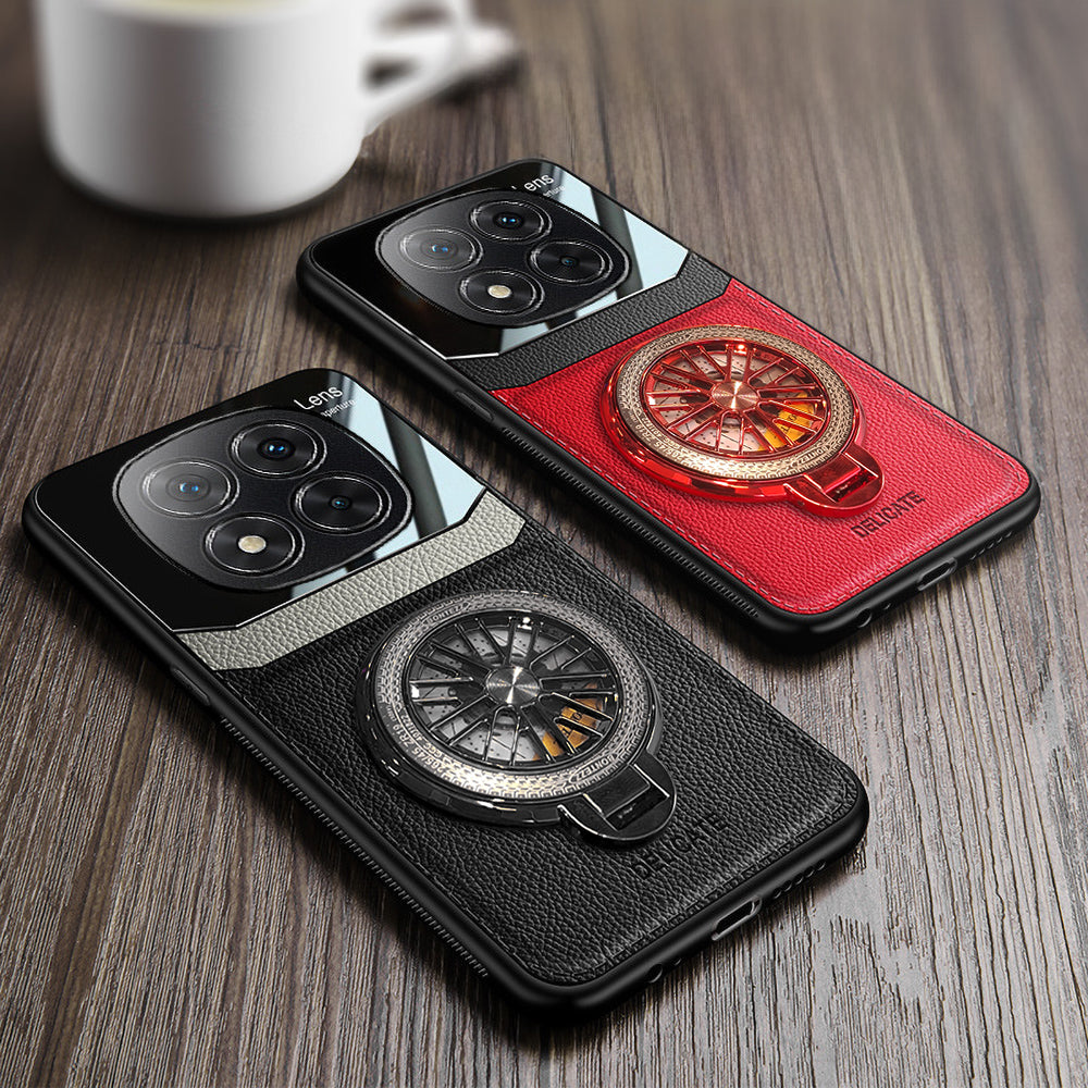 Redmi Note 14 Pro+ Red and Black Leather Lens Wheel Case
     
