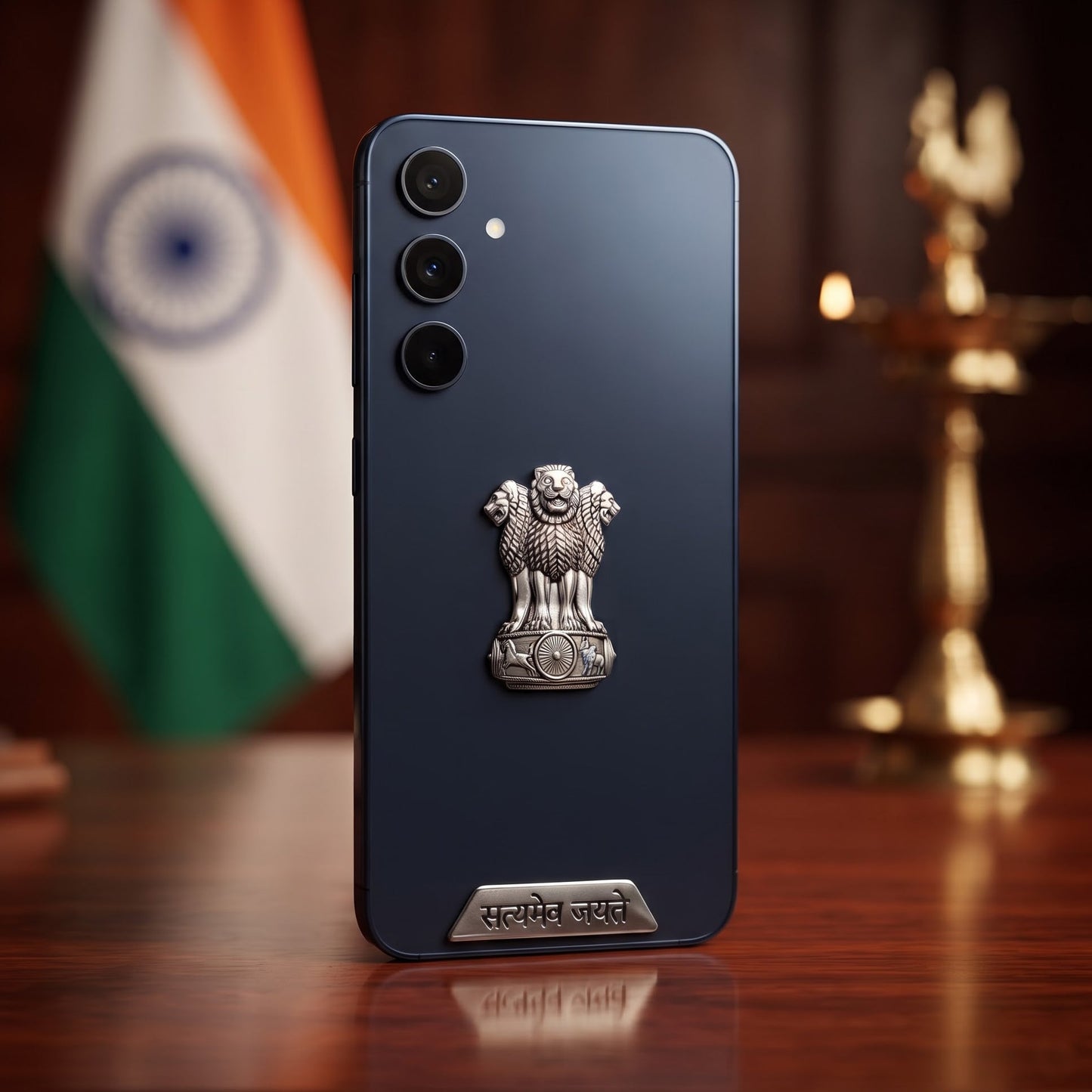 Samsung Galaxy A55 5G Compatible Satyamev Jayate 3D Metal Emblem Sticker