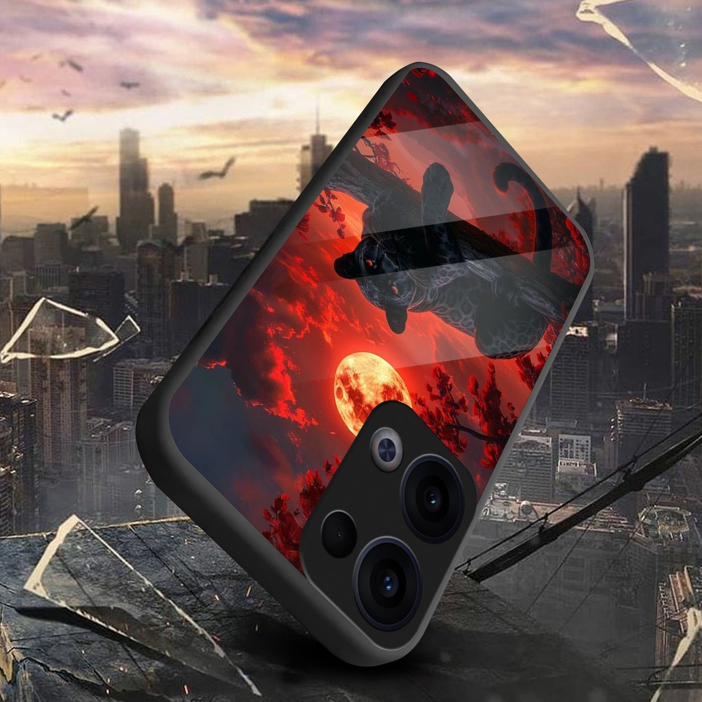 Oppo Reno 13 5G Premium Acrylic Shockproof Glass Back Case (Crimson Hunt)