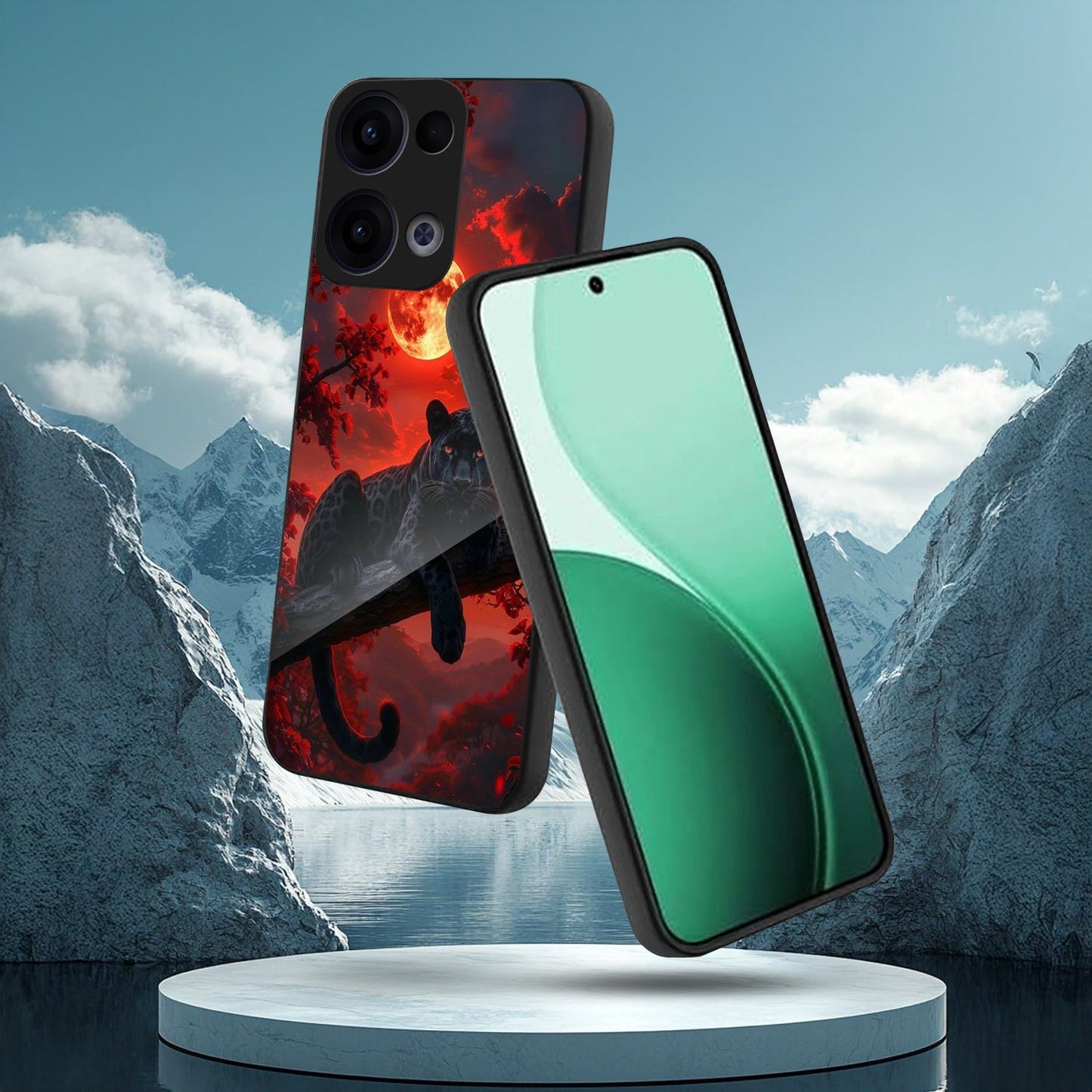 Oppo Reno 13 5G Premium Acrylic Shockproof Glass Back Case (Crimson Hunt)