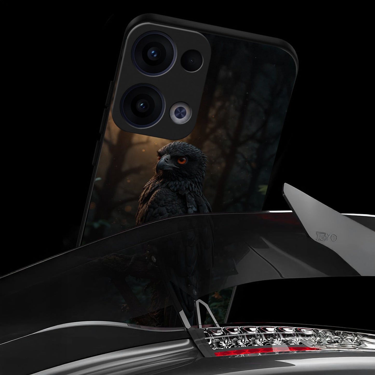 Oppo Reno 13 5G Premium Acrylic Shockproof Glass Back Case (Midnight Gaze)