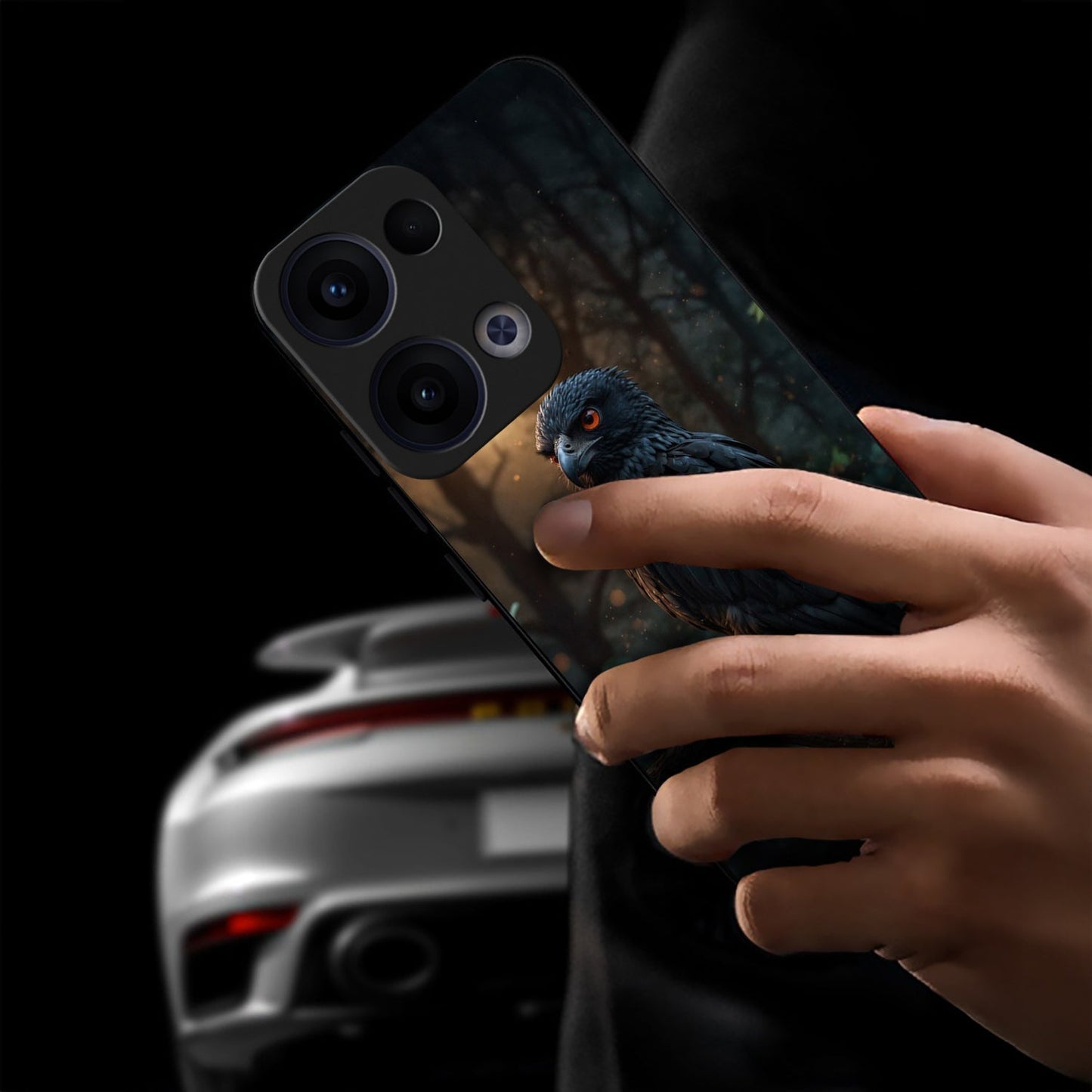 Oppo Reno 13 5G Premium Acrylic Shockproof Glass Back Case (Midnight Gaze)