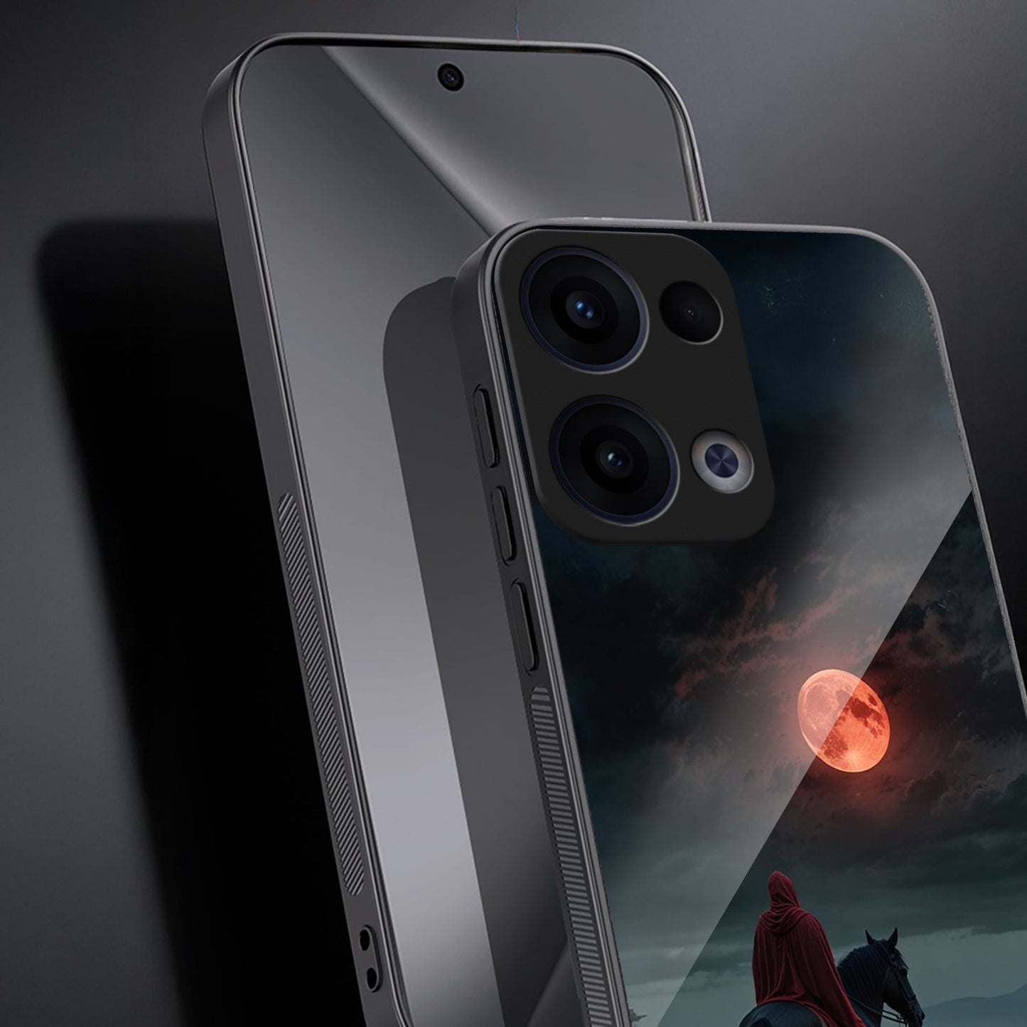 Oppo Reno 13 5G Premium Acrylic Shockproof Glass Back Case (Silent Rider)