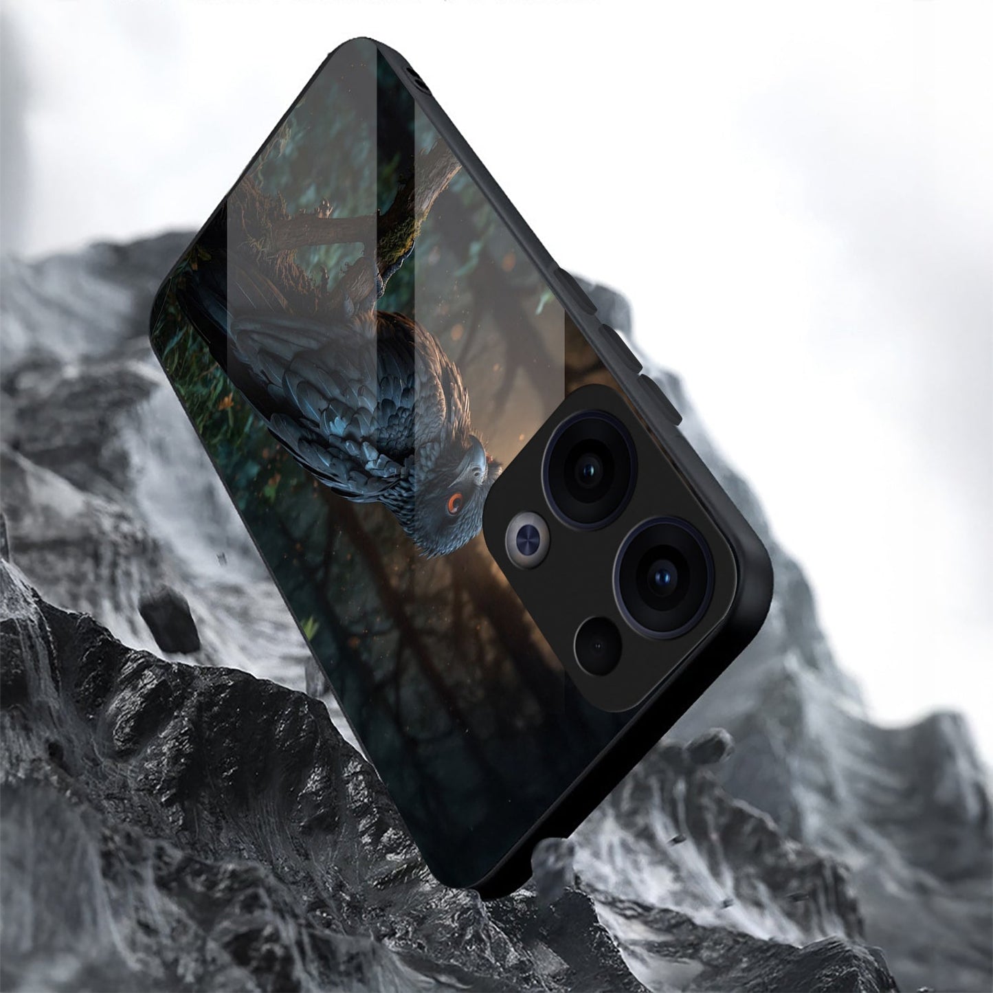 Oppo Reno 13 5G Premium Acrylic Shockproof Glass Back Case (Midnight Gaze)