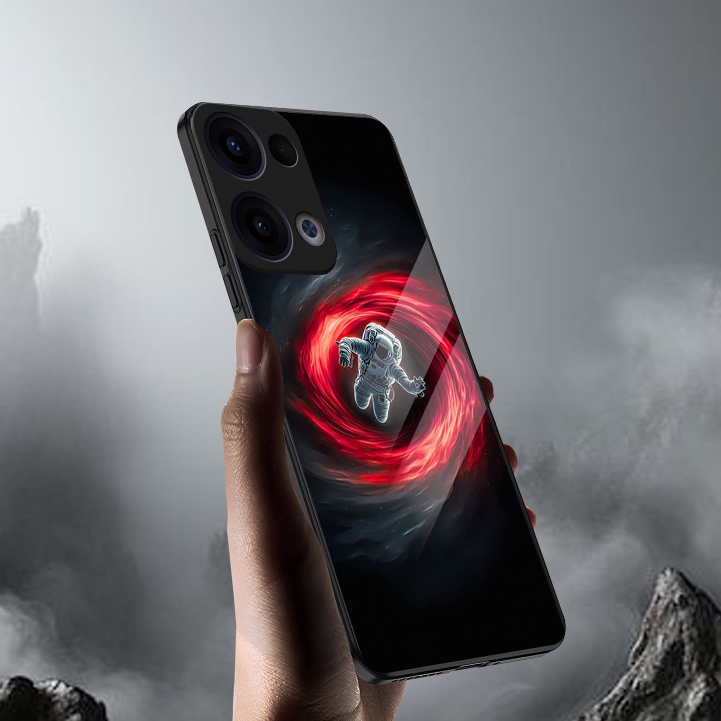 Oppo Reno 13 5G Premium Acrylic Shockproof Glass Back Case (Gravity Drift)