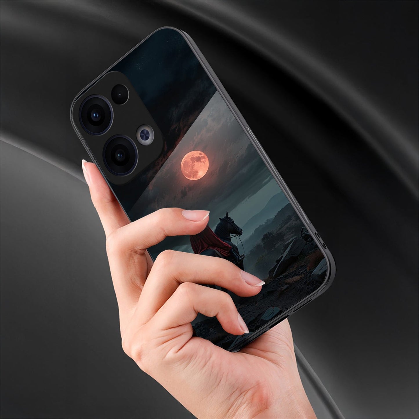 Oppo Reno 13 5G Premium Acrylic Shockproof Glass Back Case (Silent Rider)