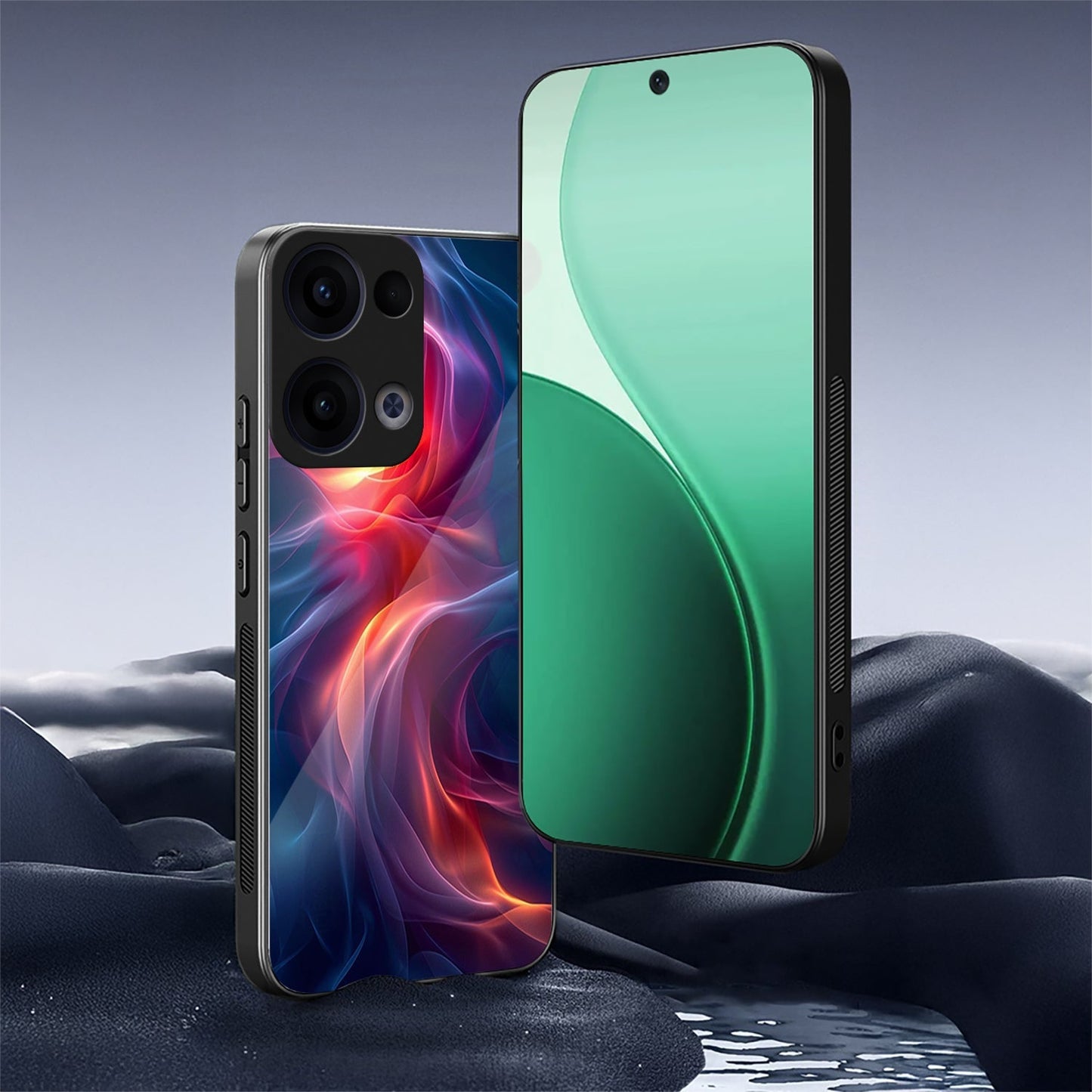 Oppo Reno 13 5G Premium Acrylic Shockproof Glass Back Case (Plasma Wave)
