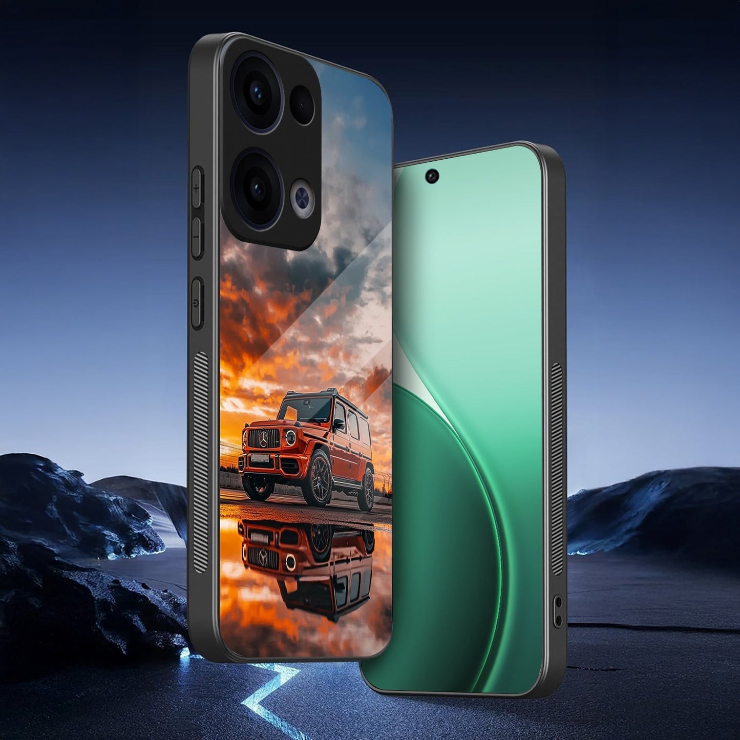 Oppo Reno 13 5G Premium Acrylic Shockproof Glass Back Case (G-Wagon Glory)