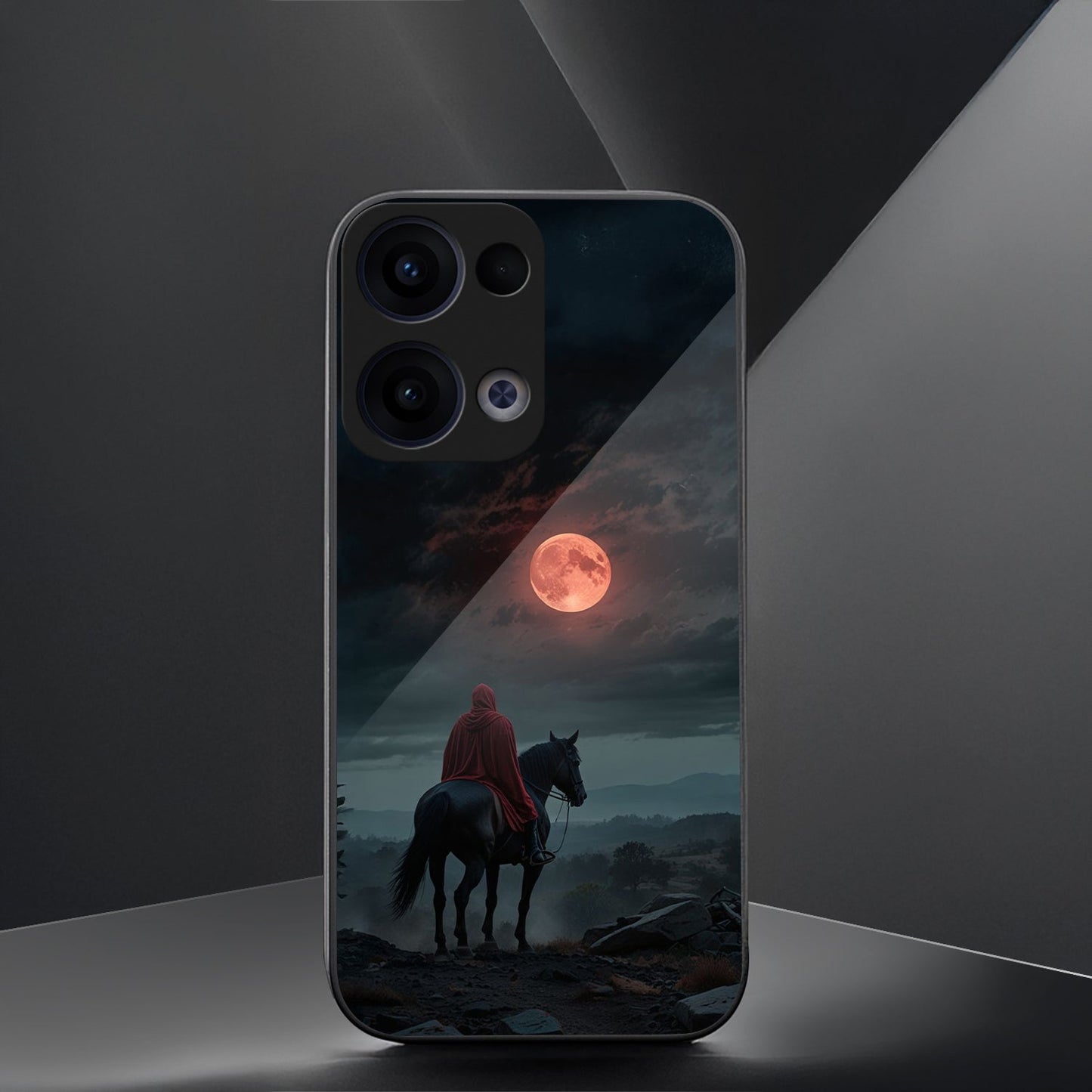 Oppo Reno 13 5G Premium Acrylic Shockproof Glass Back Case (Silent Rider)
