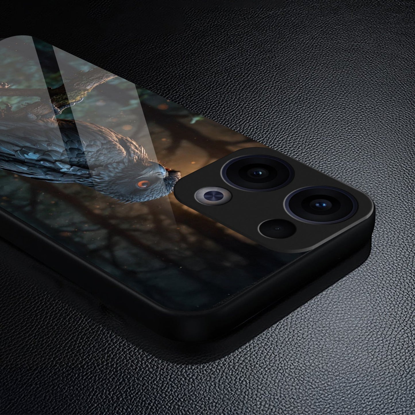 Oppo Reno 13 5G Premium Acrylic Shockproof Glass Back Case (Midnight Gaze)