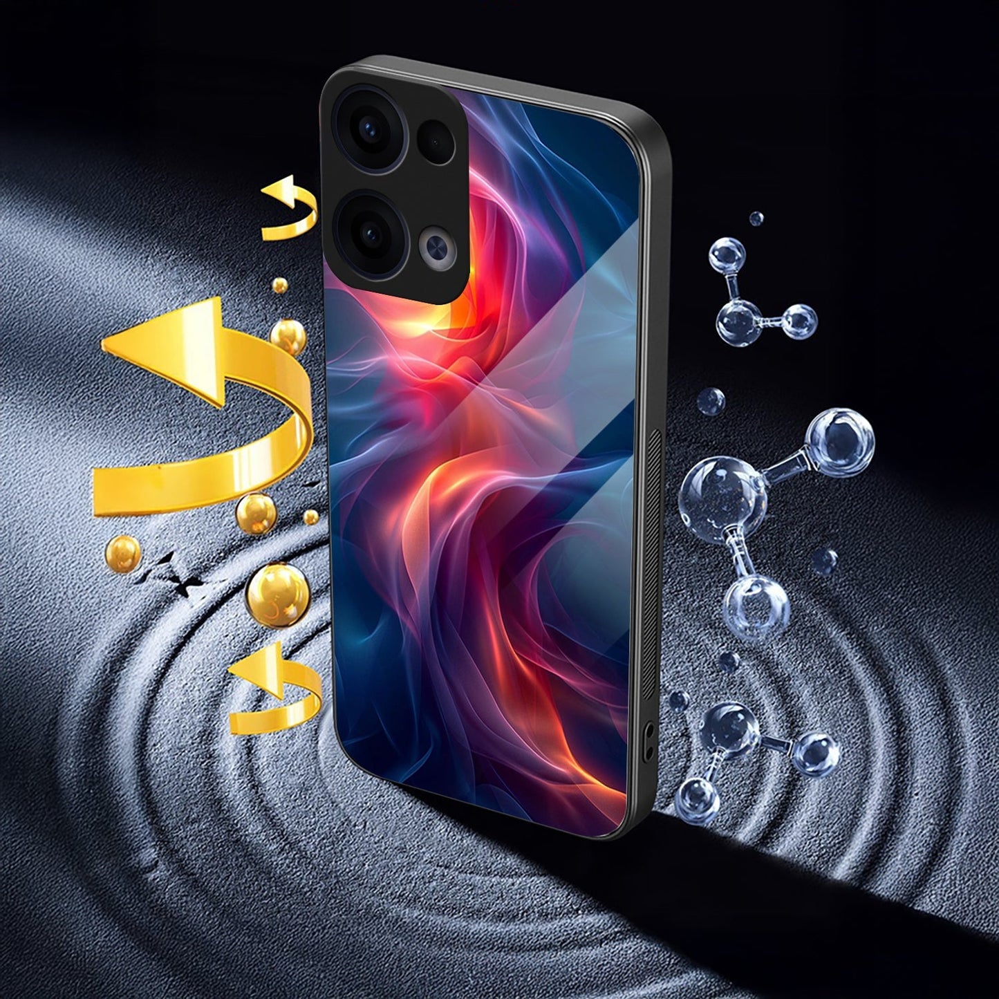 Oppo Reno 13 5G Premium Acrylic Shockproof Glass Back Case (Plasma Wave)