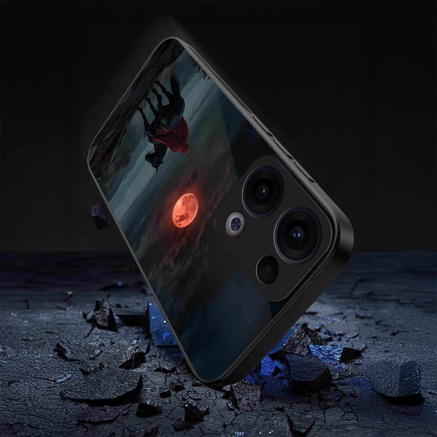 Oppo Reno 13 5G Premium Acrylic Shockproof Glass Back Case (Silent Rider)