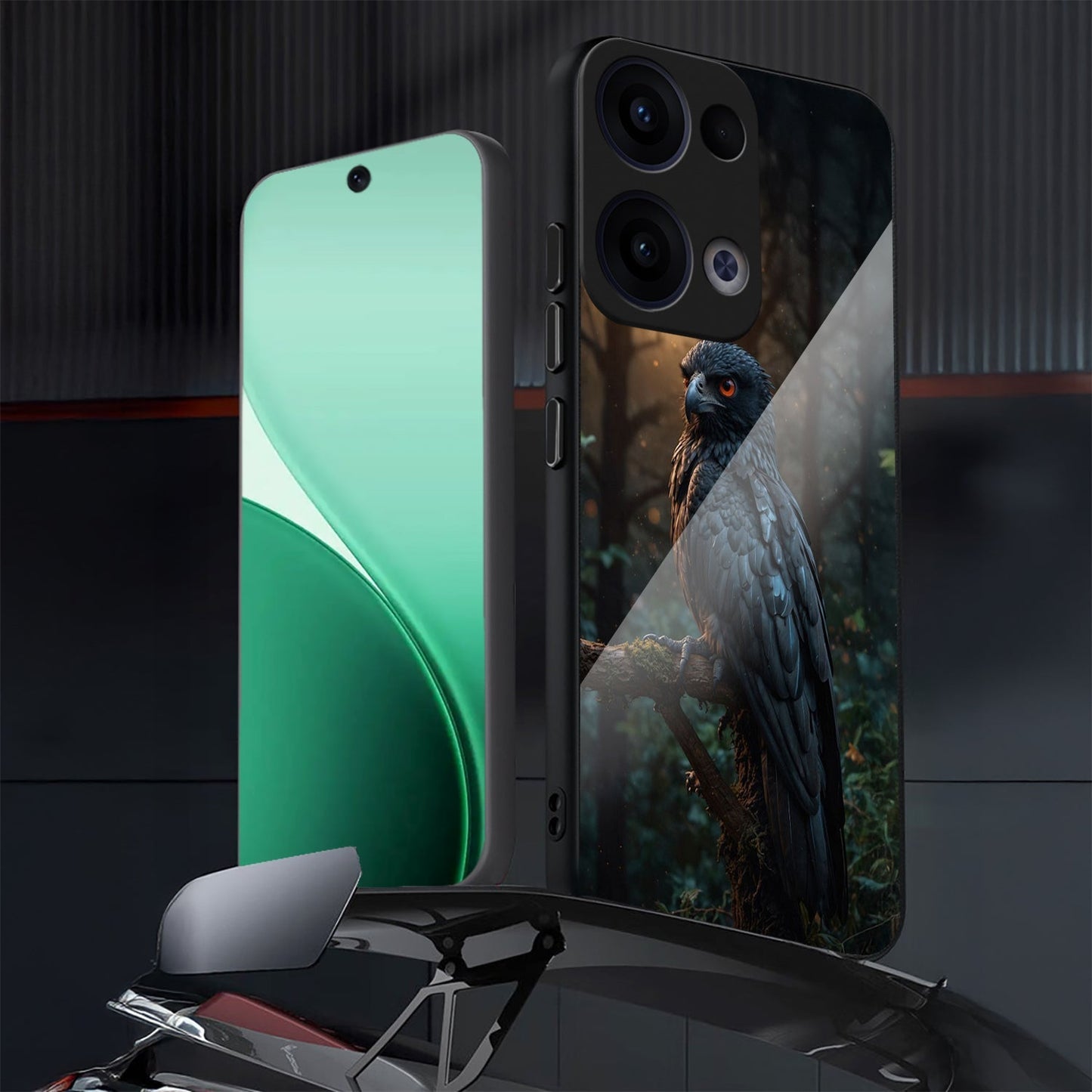 Oppo Reno 13 5G Premium Acrylic Shockproof Glass Back Case (Midnight Gaze)