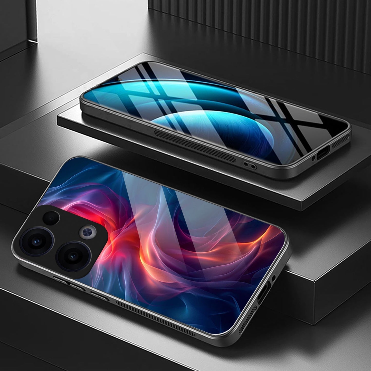 Oppo Reno 13 5G Premium Acrylic Shockproof Glass Back Case (Plasma Wave)