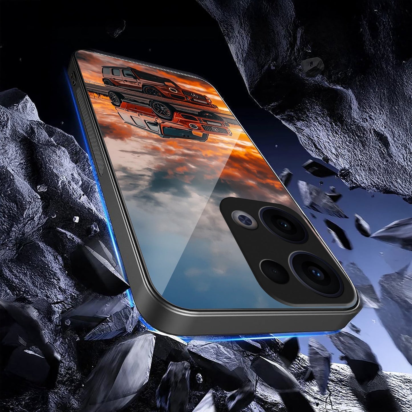 Oppo Reno 13 5G Premium Acrylic Shockproof Glass Back Case (G-Wagon Glory)