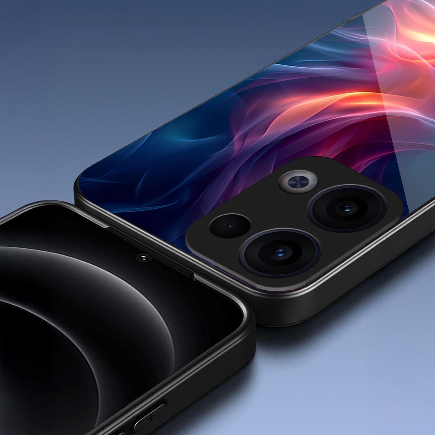 Oppo Reno 13 5G Premium Acrylic Shockproof Glass Back Case (Plasma Wave)
