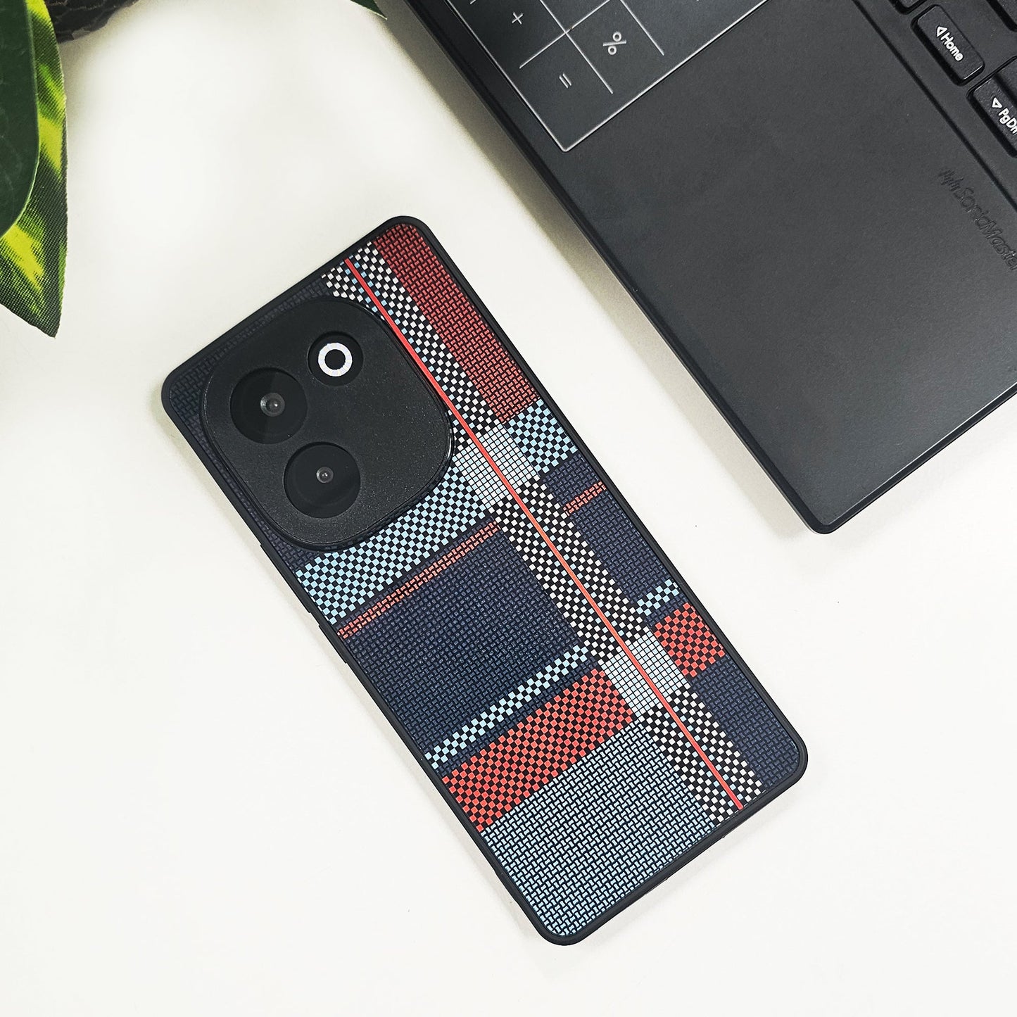 Vivo T3 Pro 5G Luxury Grid Pattern Glass Back Shockproof Case
