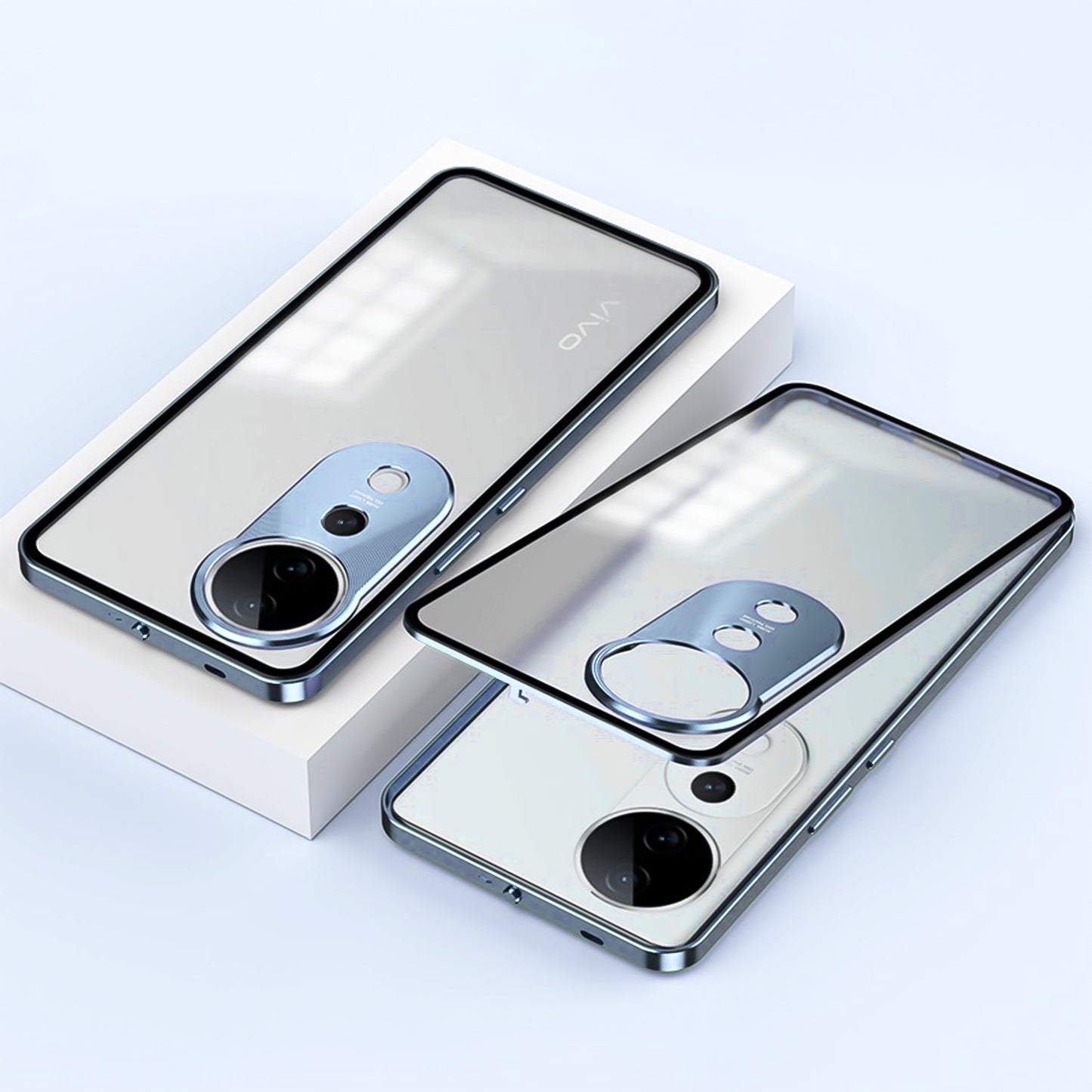 Vivo V40 5G Aluminium Metal Bumper Shield Transparent Back Case