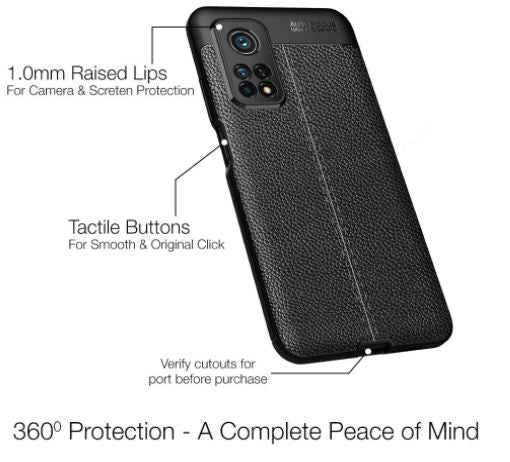 Mi 10T Leather Texture Series Shockproof Armor TPU Back Cover Case