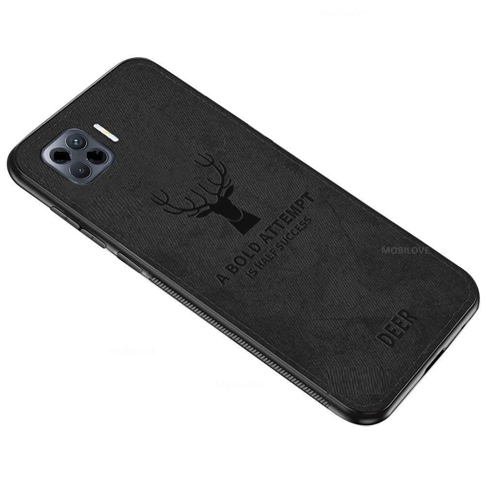 Oppo F17 Pro Premium Motivational Deer Pattern Fabric Back Cover