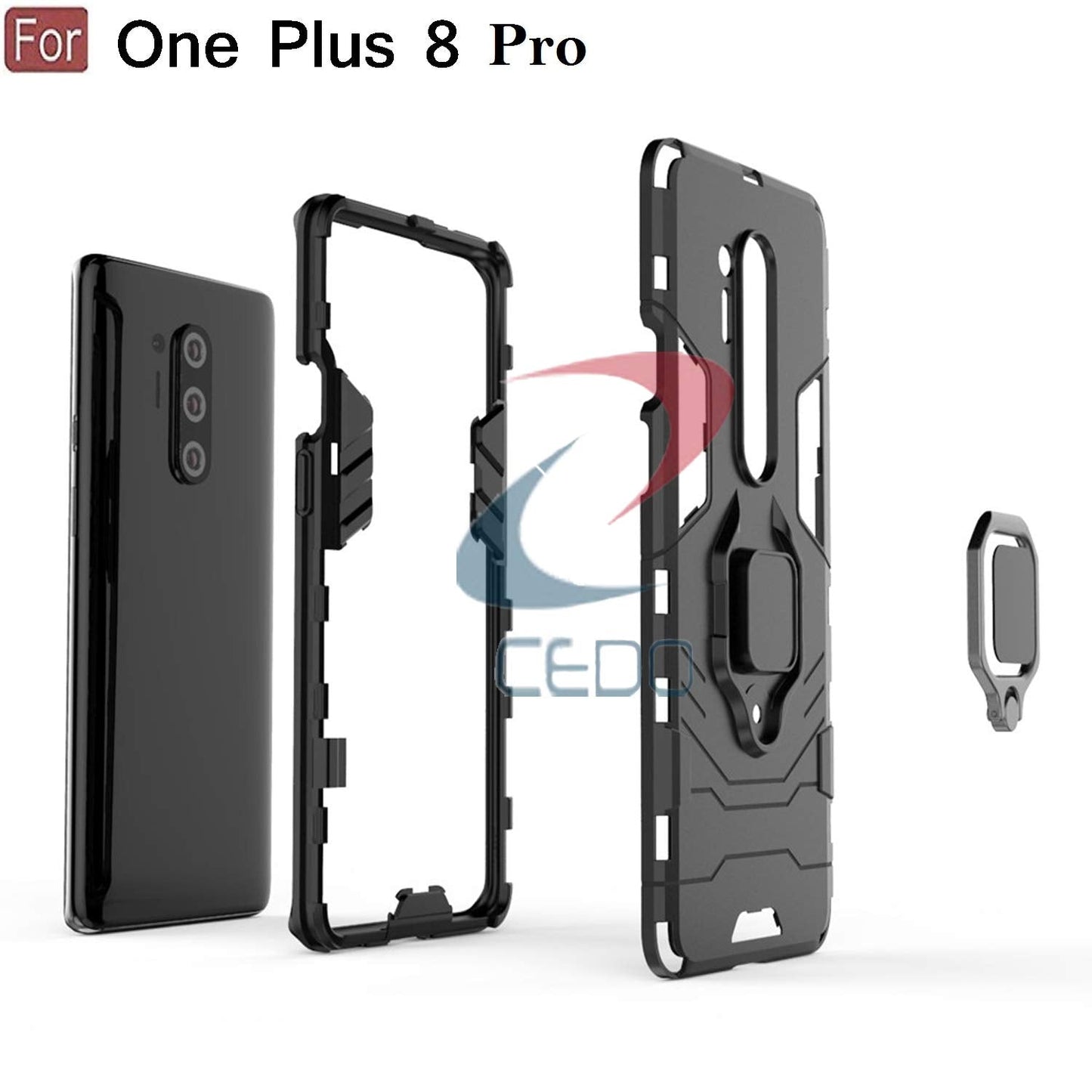 OnePlus 8 Pro Rotating Ring Holder & Kickstand in-Built Cover