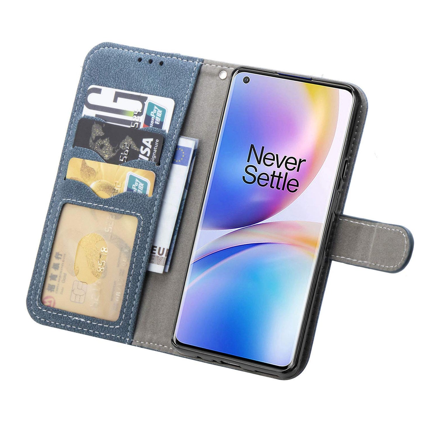 OnePlus 8 Pro Hand Finish Card Pockets Wallet & Stand Cover