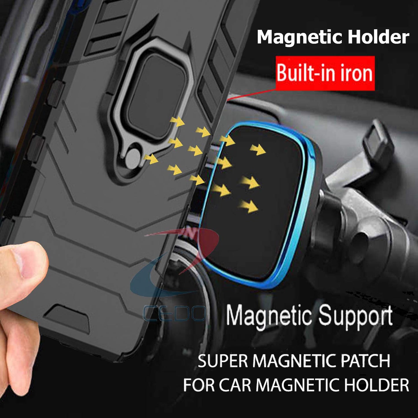 OnePlus 8 Pro Rotating Ring Holder & Kickstand in-Built Cover