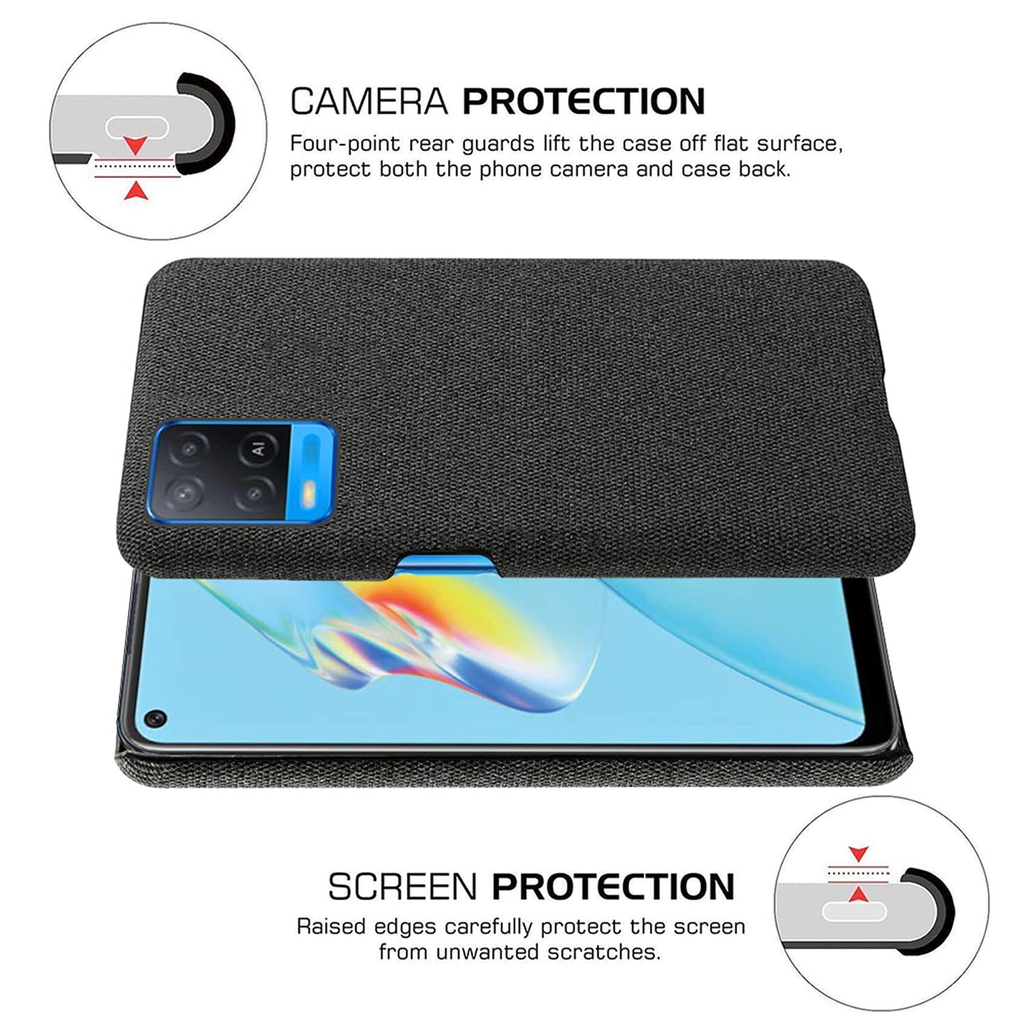 Oppo A54 Soft Fabric Back Case Cover