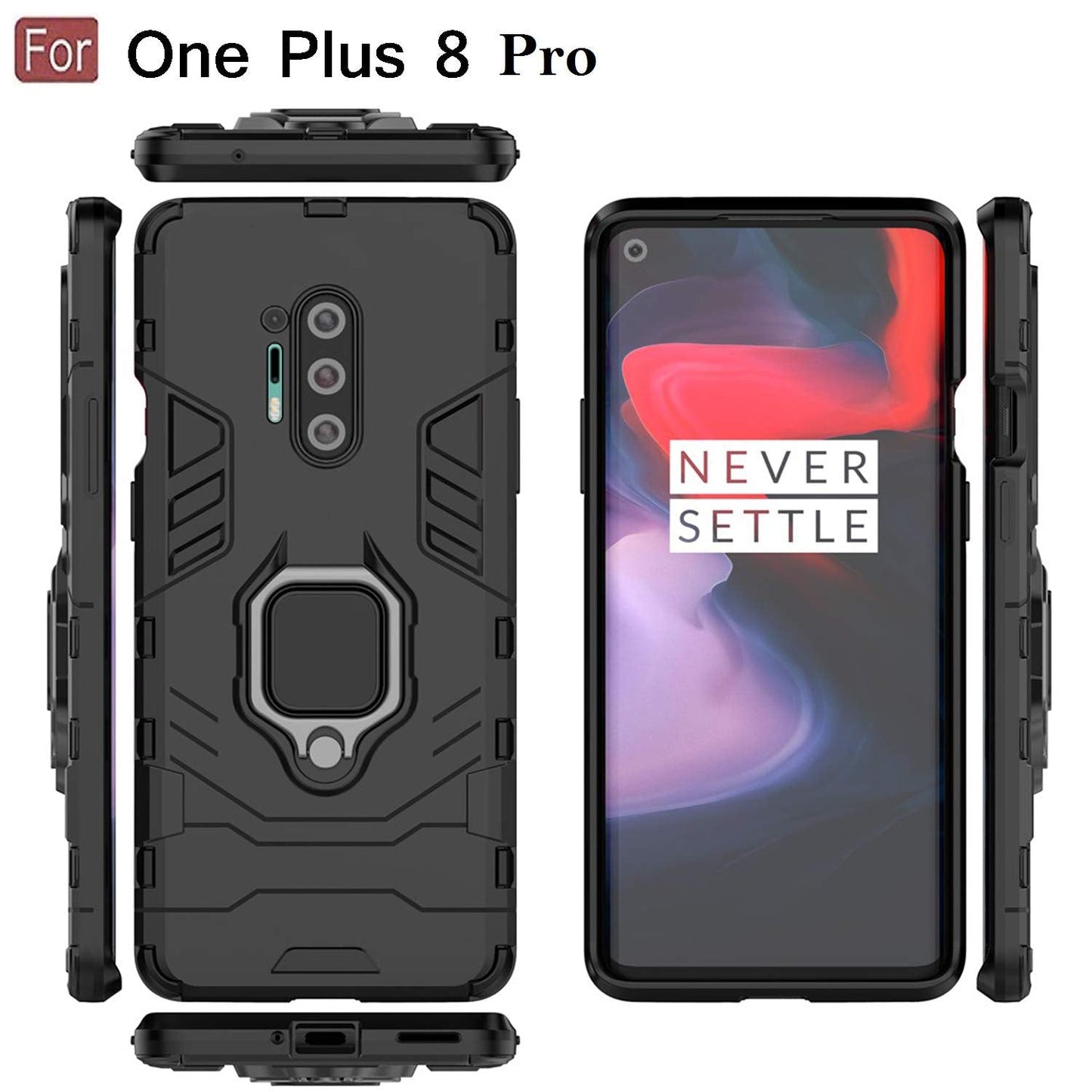 OnePlus 8 Pro Rotating Ring Holder & Kickstand in-Built Cover