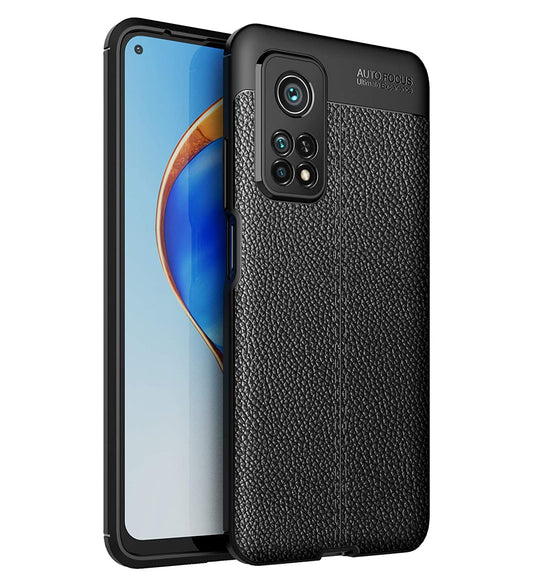 Mi 10T Leather Texture Series Shockproof Armor TPU Back Cover Case