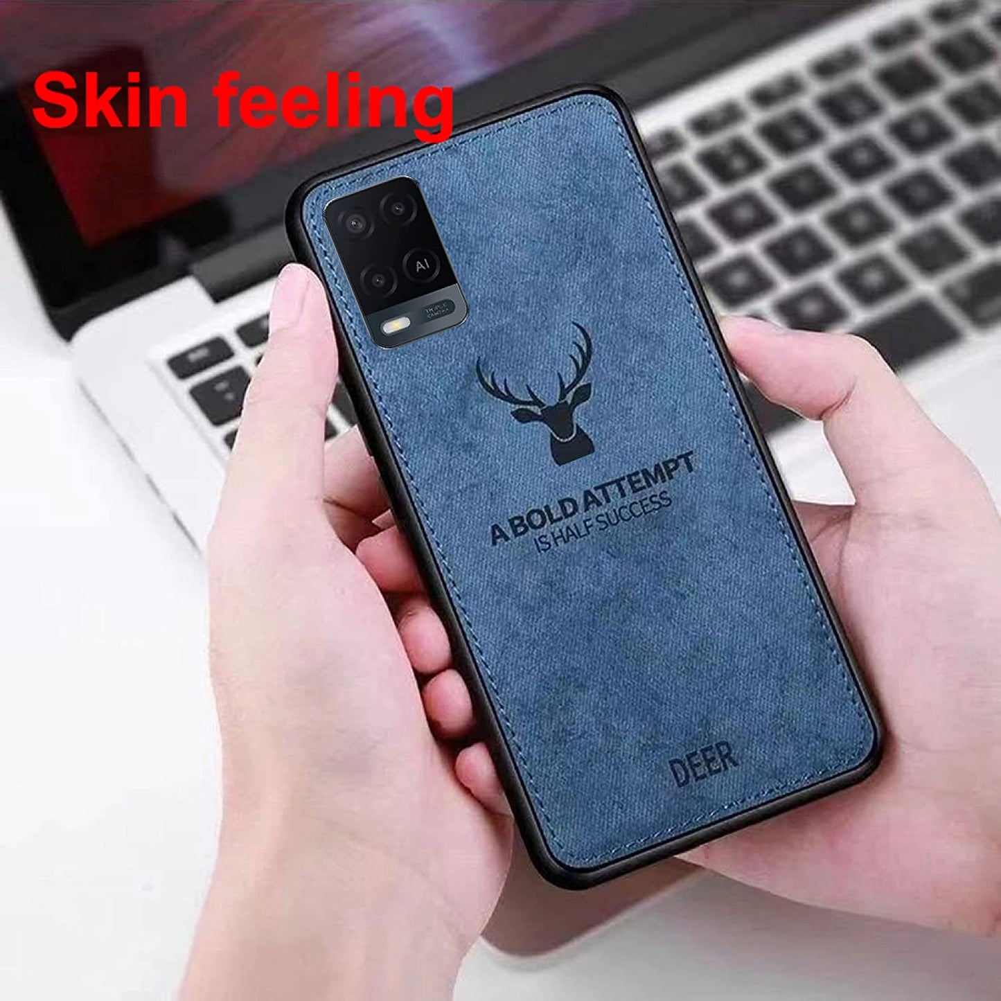 Oppo A54 PREMIUM MOTIVATIONAL DEER PATTERN FABRIC BACK COVER