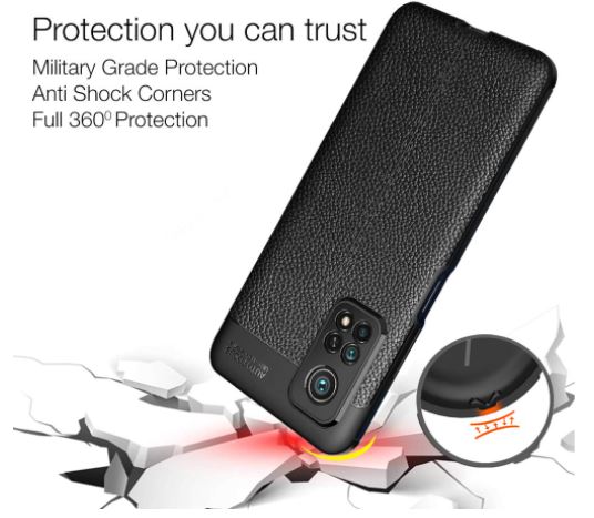 Mi 10T Leather Texture Series Shockproof Armor TPU Back Cover Case