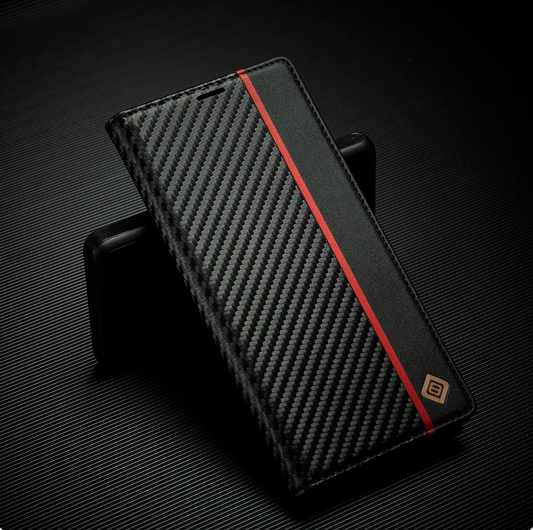 Galaxy S23 Plus Carbon Fiber Magnetic Flip Leather Case