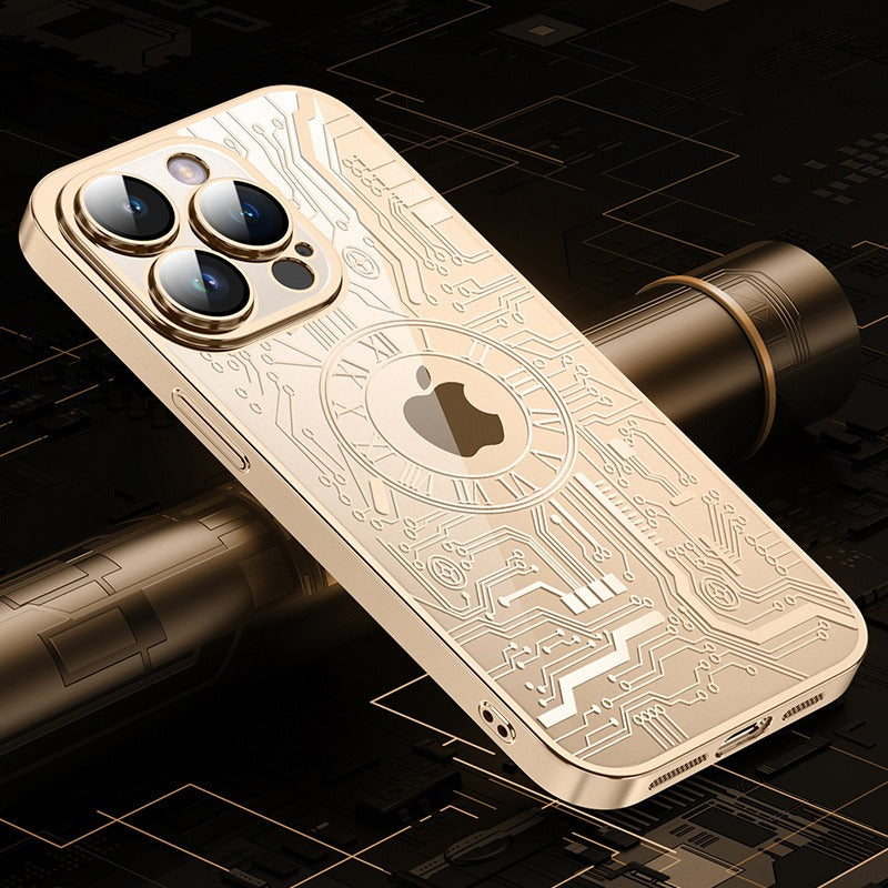iPhone 12/12 Pro/ 13/13 Pro/ 14/14 Pro Electroplated Clock Pattern iPhone Case