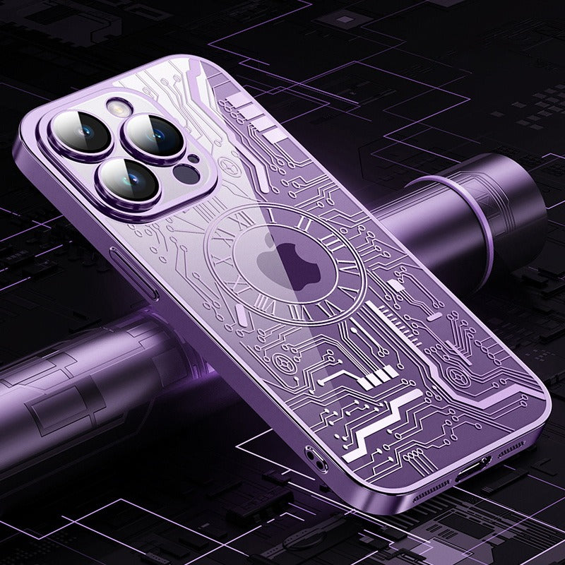 iPhone 12/12 Pro/ 13/13 Pro/ 14/14 Pro Electroplated Clock Pattern iPhone Case