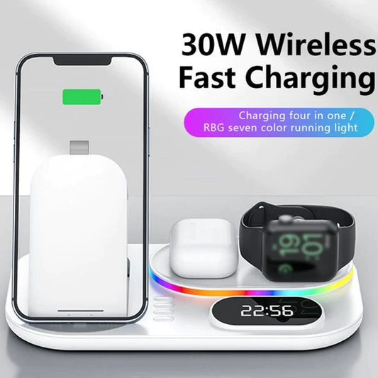 5 in 1 - Wireless Charging Dock With Digital Clock