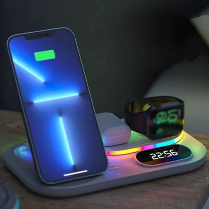 5 in 1 - Wireless Charging Dock With Digital Clock