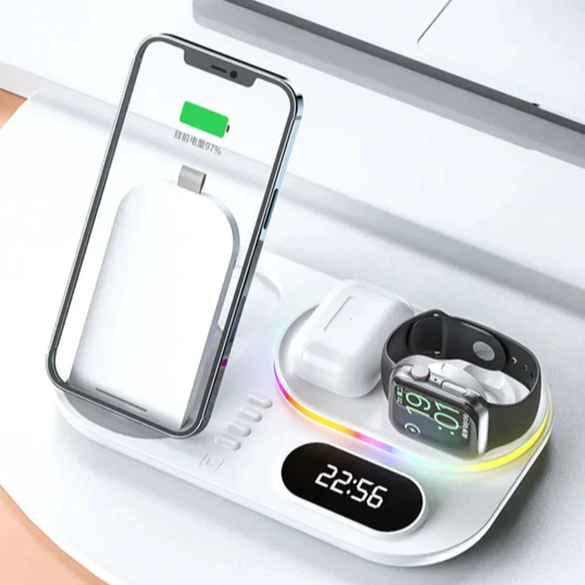 5 in 1 - Wireless Charging Dock With Digital Clock